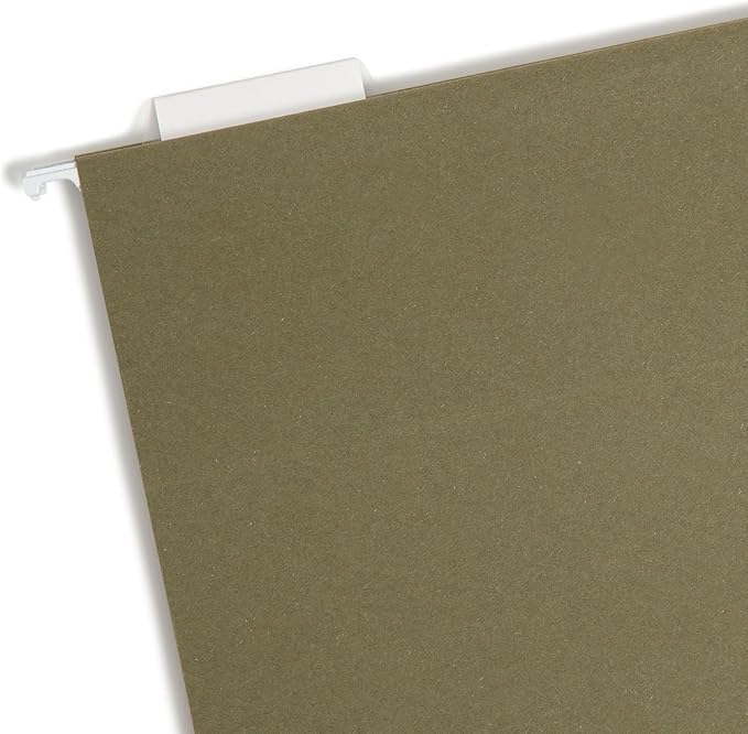 Smead Hanging File Folder, Value Filing Products Bulk Pack, 1/5-Cut Adjustable Tab, Letter Size, Standard Green, Hanging Folders for Filing Cabinets, File Organizer Folder, 250 Count