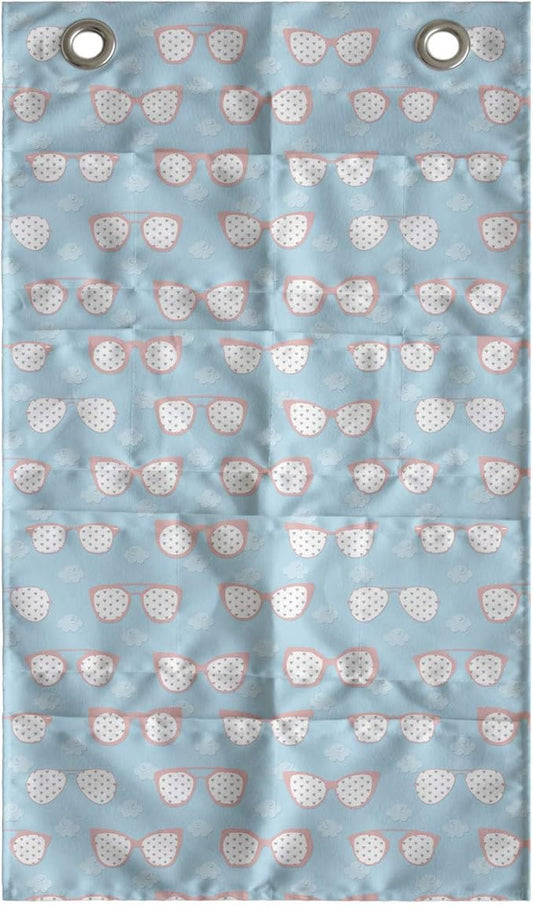 Ambesonne Pastel Hanging Pocket Organizer, Eyeglasses on a Background of Mini-Clouds, Printed Polyester Storage Bag with Pockets, 21" x 31", Blue Blush