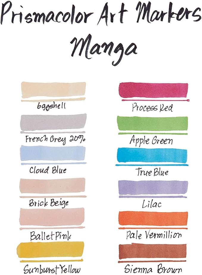 Prismacolor Premier Double-Ended Art Markers Fine And Chisel Tip Manga Colors Adult Coloring 12 Pack