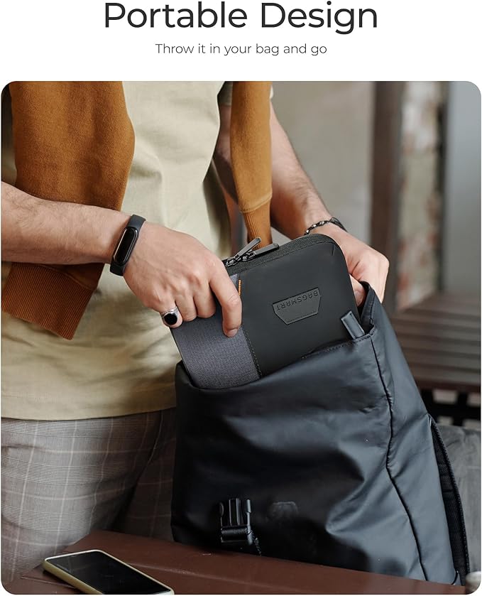 BAGSMART Electronics Travel Organizer Case for 10.2 Inch Tablets, Tech Pouch Essentials for Power Bank, SD Cards, Cord and Cable Storage Bag, Grey