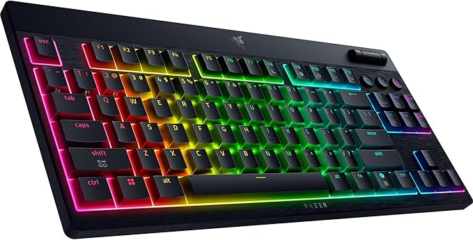 Razer BlackWidow V4 Low Profile TKL HyperSpeed Wireless Gaming Keyboard: Yellow Mechanical Switches - 2.4GHz Wireless & Bluetooth - Multi-Function Roller - 3 Control Buttons - Long Battery Life