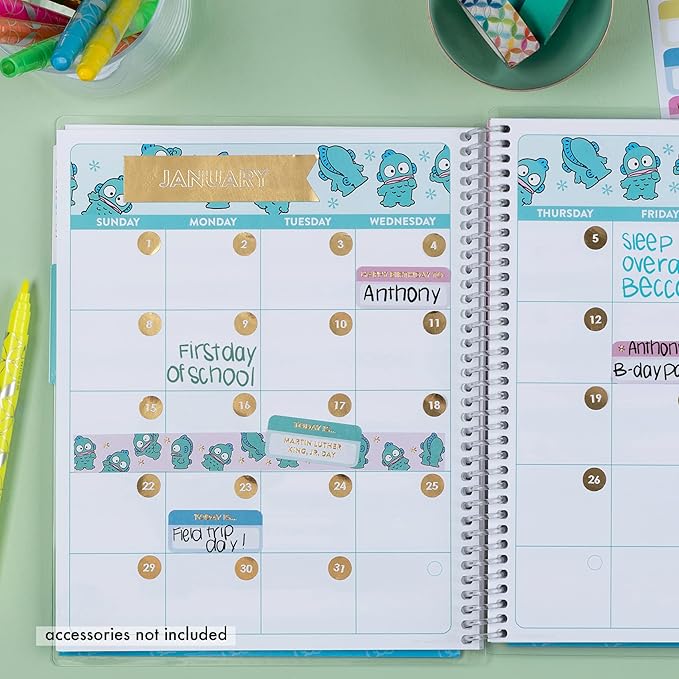 Erin Condren 2020 Kids Planner, 7 x 9 inches, Hello Kitty & Friends Theme, 12-Month Undated Planner & Activity Book, Interchangeable Covers, Sticker Sheets Included