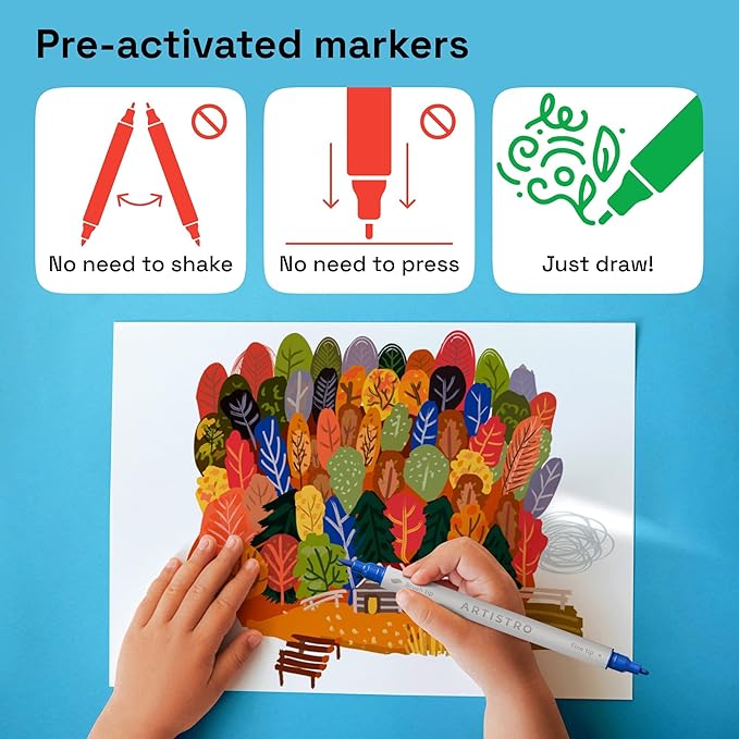 ARTISTRO 120 Acrylic Paint Markers - Paint Pens for Calligraphy, Brush + Fine Tips - For Fabric, Rock, Glass, Wood, DIY, Craft, Canvas - Art and Craft Supplies for Adults, Teens, Kids