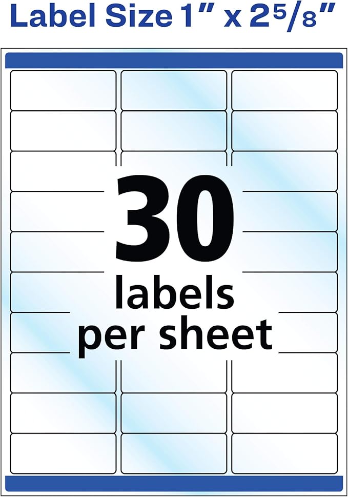 Avery Address Labels Clear 1" x 2-5/8" | Glossy | Sure Feed Technology | For Laser & Inkjet Printers | 300 Labels, Pack of 5