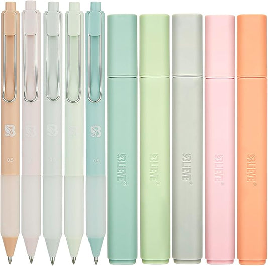 BLIEVE - Aesthetic Highlighters and Gel Pens With Soft Ink and Chisel Tip, Bible Highlighters and Pens No Bleed, Dry Fast Easy to Hold, for Bible Journaling Planner School Supplies (PASTEL)