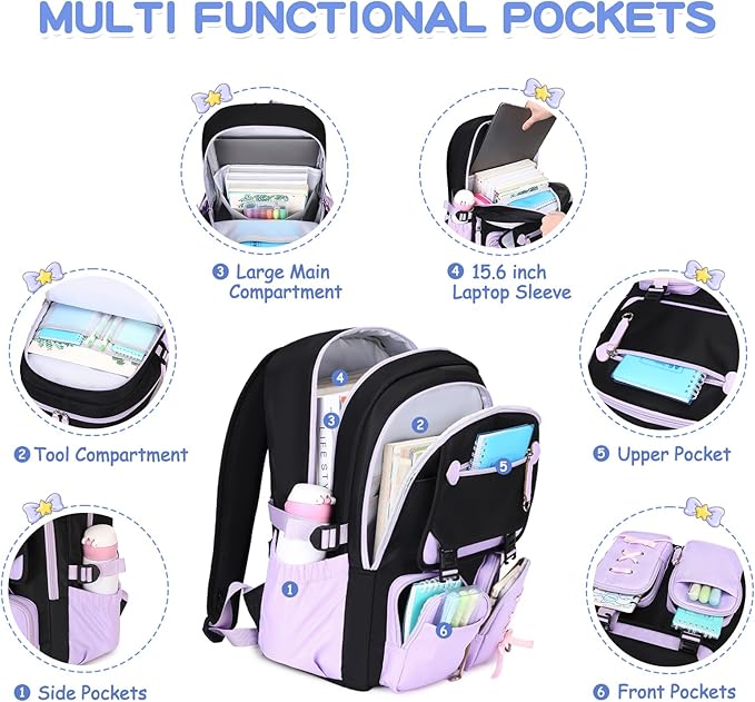 Kids Backpacks for Girls Teens Kawaii Bookbag for Elementary Primary Middle High School Daypack