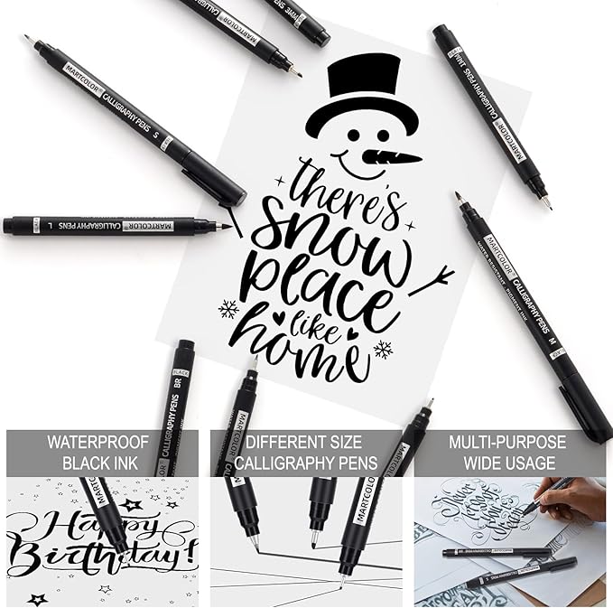 Calligraphy Pens, 9 Size Calligraphy Pens for Writing, Brush Pen Calligraphy Set for Beginners, Calligraphy Brush Pens, Hand Lettering Pen for Art Drawing, Sketching, Scrapbooking