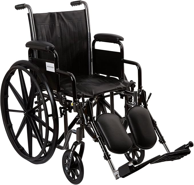 McKesson Wheelchair, Swing Away Foot Leg Rest, Elevating Leg Rest, Fixed Arm, 16 in Seat, 250 lbs Weight Capacity, 1 Count