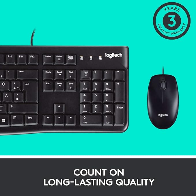 Logitech MK120 Wired USB Keyboard Mouse Desktop Combo