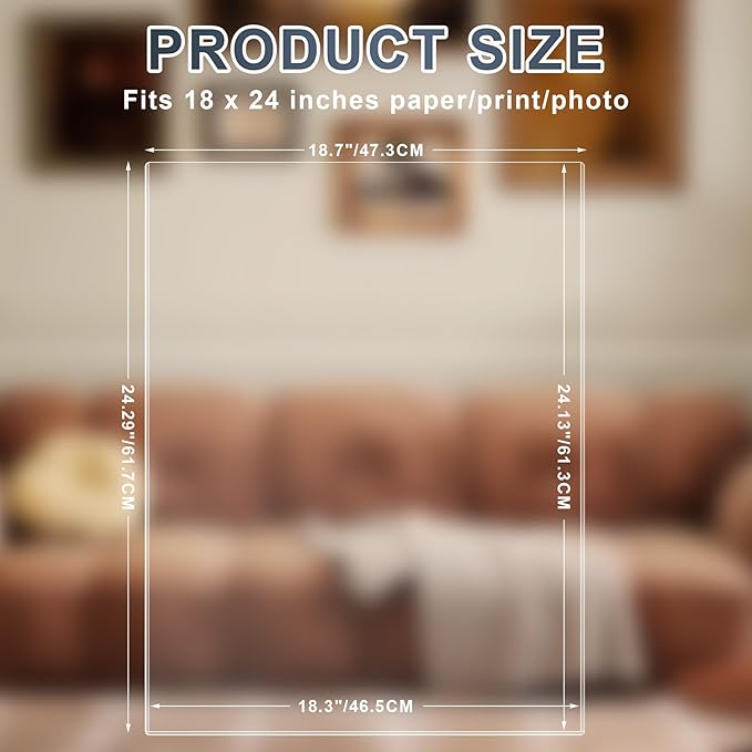 AKONEGE 5 Pcs 18" x 24" Rigid Print Protectors Clear Hard Sheet Protectors Heavy Duty Top Loading Crystal Poster Sleeves Picture Frame Hard Plastic Sleeves for Art Prints Photos Documents Blueprint