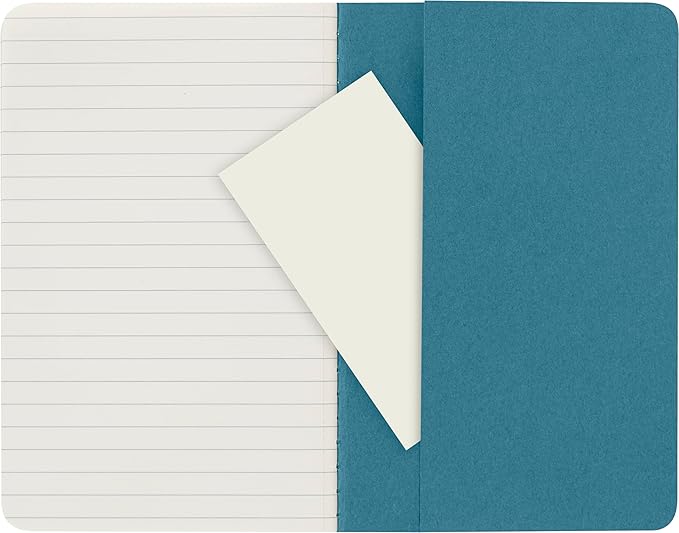 Moleskine Cahier Journal, Soft Cover, Pocket (3.5" x 5.5") Ruled/Lined, Brisk Blue, 64 Pages (Set of 3)