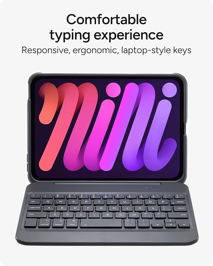ZAGG Slim Book mini iPad mini (A17 Pro)/ (Gen 6) Keyboard Case – Bluetooth Detachable Keyboard & Protective Case Combo, Slim, Compact, Magnetic Hinge, Multiple Viewing Angles, Ergonomic Typing