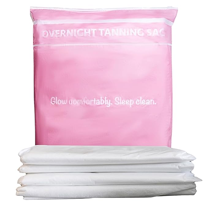 Self Tan Sleep Sack Set – Disposable Tanning Sheet Protector for Bed – Breathable, Hygienic Self Tan Sleeping Sack – Protects Sheets from Tanning Lotion Stains – Bed Protector 4-Pack