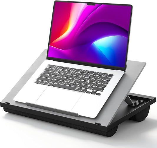HUANUO Adjustable Lap Desk - with 8 Adjustable Angles & Dual Cushions Laptop Stand for Car Laptop Desk, Work Table, Lap Writing Board & Drawing Desk on Sofa or Bed, HNLD2G
