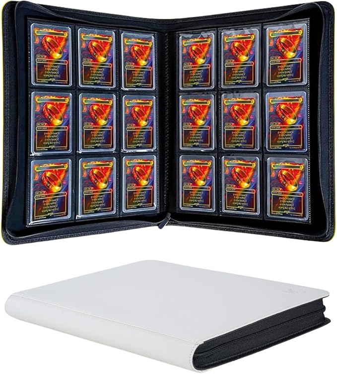 Top loader Binder - Holds 288+ Top Loaders for Cards, 9 Pocket Top Loader Binders with Sleeves for 3" x 4" Rigid Card Holders for TCG, MTG,Sports and other Standard Card (White)