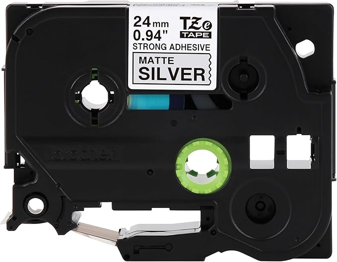 Brother Genuine P-Touch TZe Black Print on Matte Silver Label Tape (TZeS951), Strong Adhesive Laminated,1in x 26.2ft (24mm x 8m), for Select P-Touch Label Makers, Water-Resistant, Extra Strength