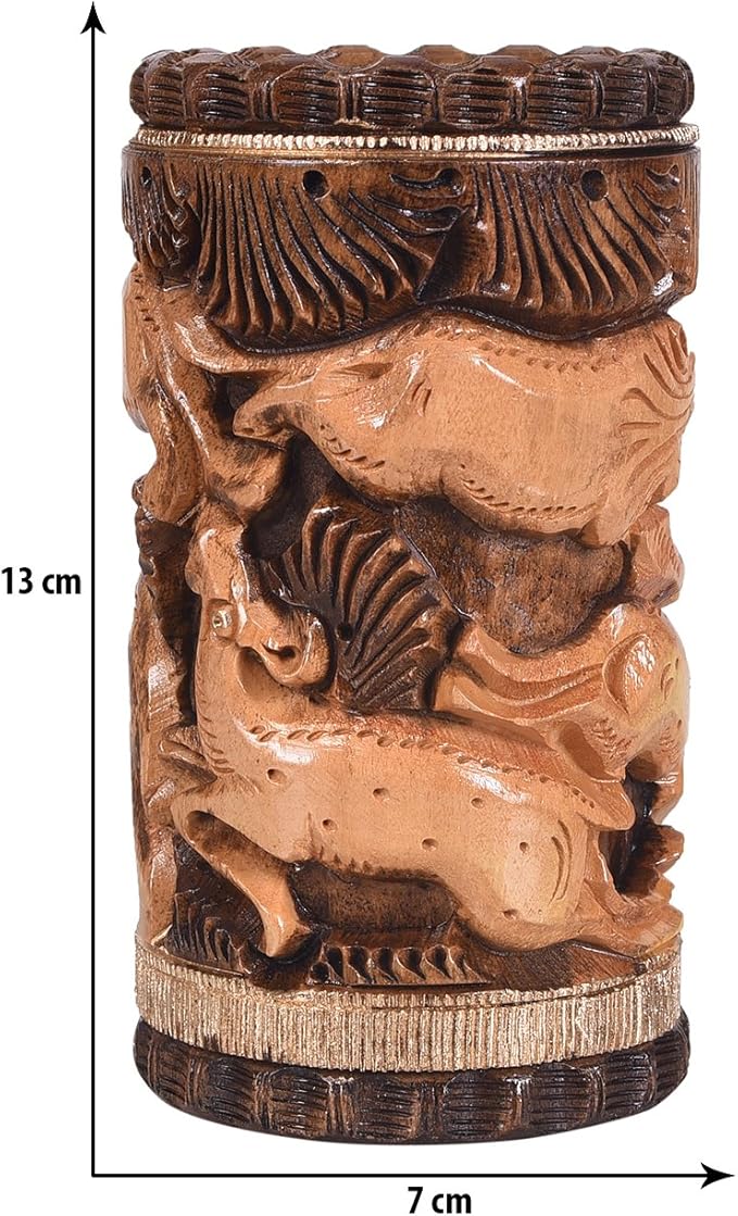 Craft Trade Hand Carved Wood Pen Holder for Desk Organizer for Home School Office Supplies Pencil Cup Pot Storage Box Suitable for Stationery - Wooden