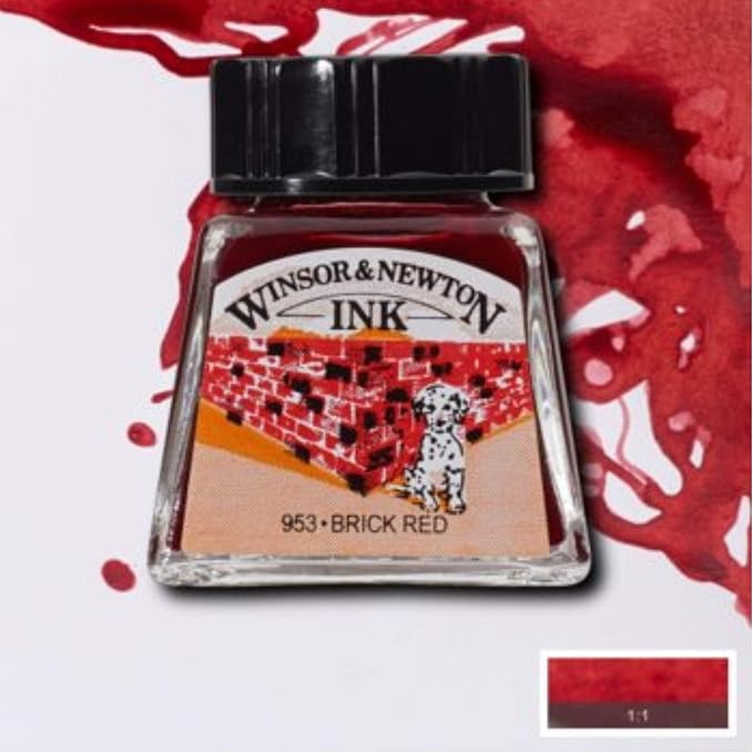 Winsor & Newton Drawing Ink, 14ml Bottle, Brick Red