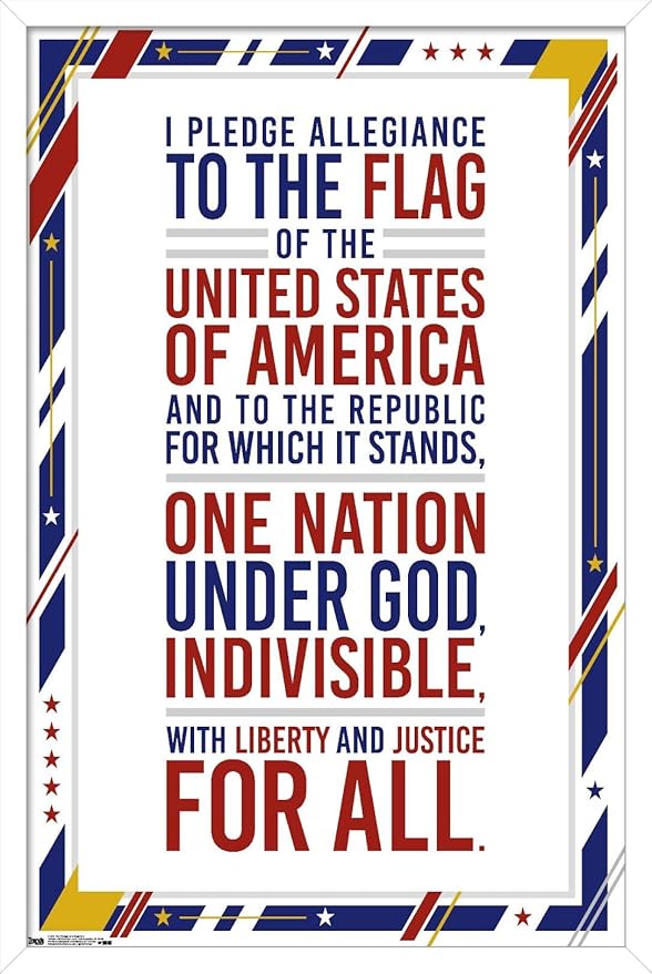 Trends International The United States Of America - Pledge Of Allegiance Wall Poster, 14.725" x 22.375", White Framed Version