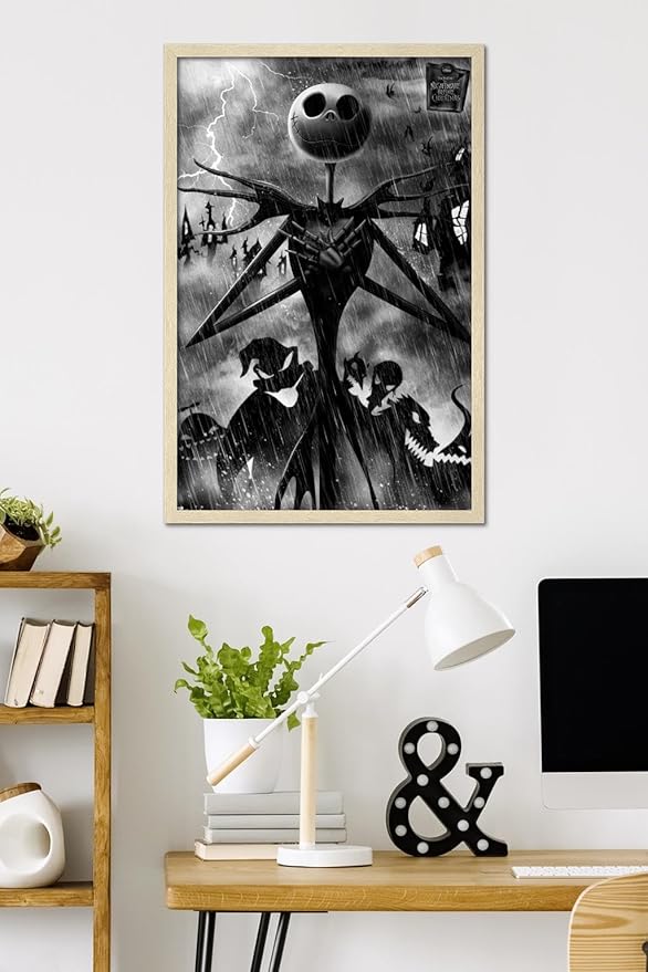 Disney Tim Burton's The Nightmare Before Christmas - Shadows Wall Poster, 34L" x 22.4W", Blonde Framed Version