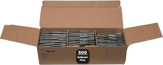 BIC Round Stic Xtra Life Black Ballpoint Pens, Medium Point (1.0mm), 500-Count Pack of Bulk Pens, Flexible Round Barrel for Comfortable Writing, No. 1 Selling Ballpoint Pens