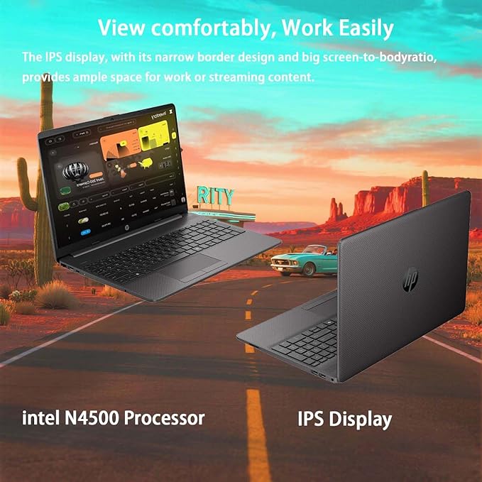 HP Laptop Computer 15.6 for Business Home and Student, with Office 365 for The Web, Windows 11 Home, Thin and Lightweight Notebook, IPS, Intel Dual Core, 4GB RAM, 256GB SSD, Wi-Fi6, Webam, with Hub