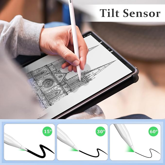 Stylus Pen for iPad Pencil 10th Generation, 2X Fast Charge Apple Pencil with Tilt Sensitivity & Palm Rejection, Compatible with 2018-2025 iPad 6-11th, Pro 12.9/11/13"/ M4, Air 3/4/5/M2/M3, Mini 5/6