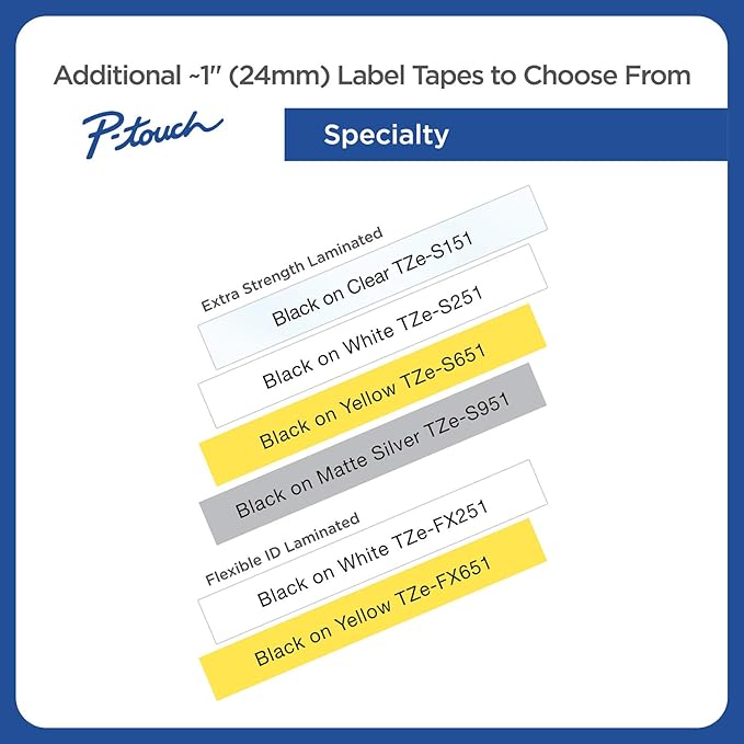 Brother Genuine P-touch TZE-S951 Tape, 1" (0.94") Wide Extra-Strength Adhesive Laminated Tape,Black on Matte Silver,Laminated for Indoor or Outdoor,Water-Resistant, 0.94" x 26.2' (24mm x 8M), TZES951