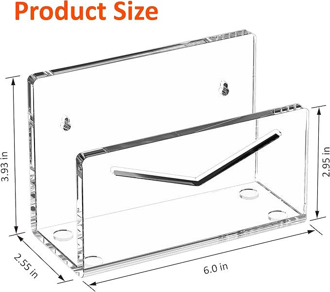 Acrylic Mail Holder, Mail Organizer Wall Mounted Clear File Letter Organizer, Vertical Envelope Mail Holder for Desk, Lightweight Countertop Bill Sorter Invoice Stand for Home Office School