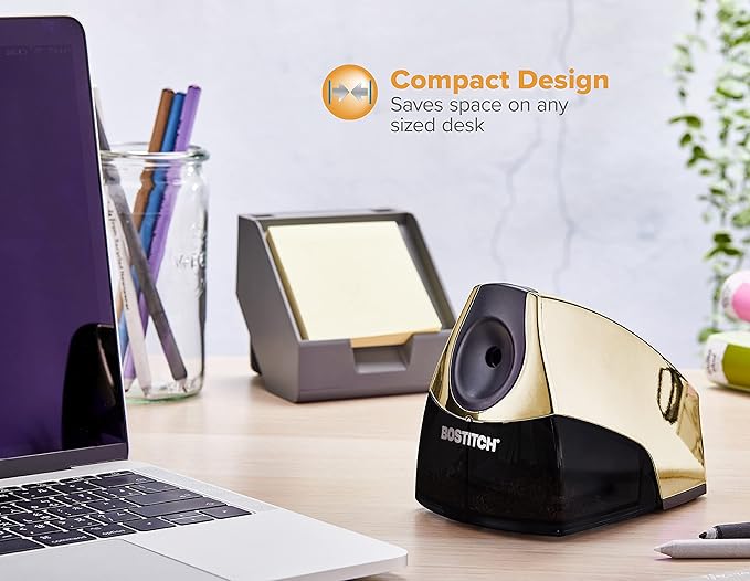 Bostitch Office Electric Pencil Sharpener, Heavy Duty Powerful Stall-Free Motor, High Capacity Shavings Tray, for Office or Classroom, Metallic Purple