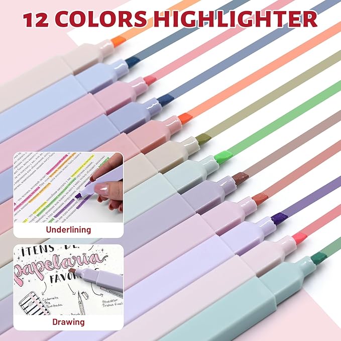 42 Pack Gel Pens for Coloring Books, 5 Gel Pens 0.5mm Black Ink, 12 Vibrant Sparkle Metallic Glitter Pens with 12 extra refills for enduring use, 12 Pastel Highlighters for Man Woman(Red)
