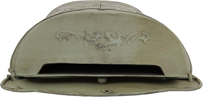 Creative Co-Op Aqua Embossed Tin Post Box with Distressed Finish