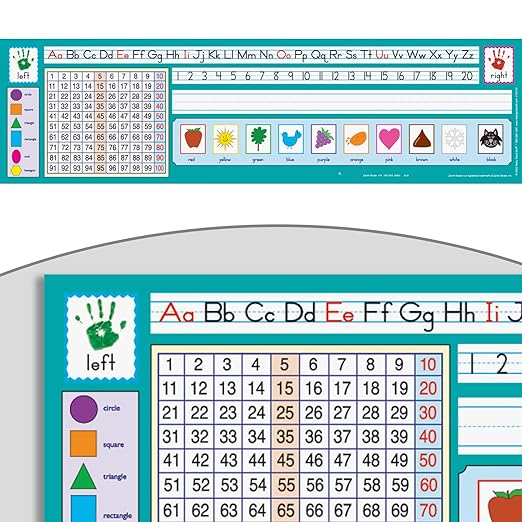 Really Good Stuff 24PK Zaner-Bloser Self-Adhesive Vinyl Desktop Reference Nameplate with Letters, Grid, Colors, Shapes-Traditional Manuscript Name Tags
