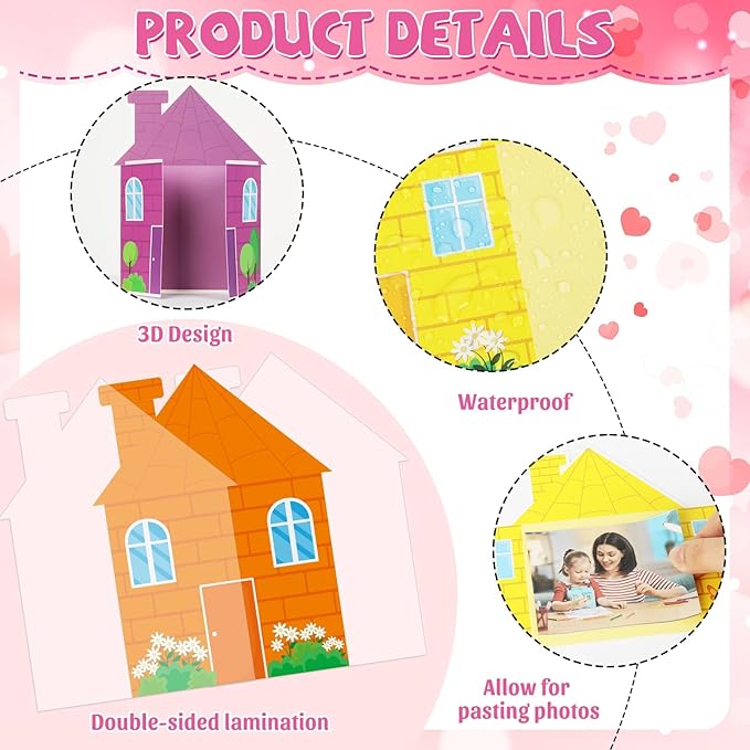 Valentine's Day Classroom Bulletin Board Decor Set with 3D Paper Photo Frame House Pink Red Heart Paper Cutouts Our Class Family is Love Tree Bulletin Board for Home Office School Classroom Wall Decor