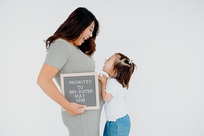 Pearhead Felt Wooden Letterboard Set - Ideal Photo Sharing Prop for Baby Announcements, Milestone Keepsake, Custom Message Board and Shower Gift - Includes 188 Letters, Numbers, and Symbols - Gray
