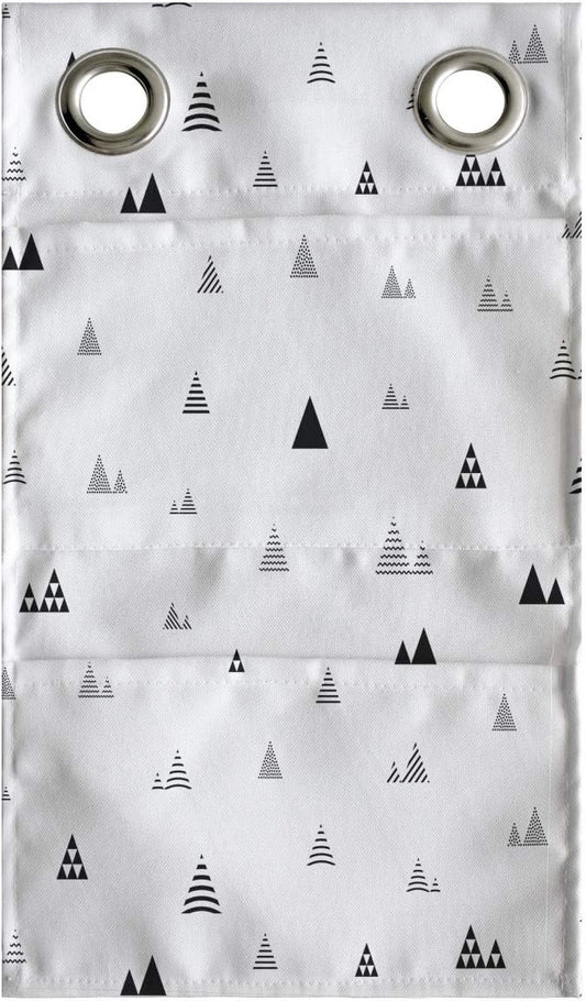 Ambesonne Abstract Hanging Pocket Organizer, Repetitive Mini Triangular with Stripes and Dots, Printed Polyester Storage Bag with Pockets, 9" x 16", Charcoal Grey Pale Taupe