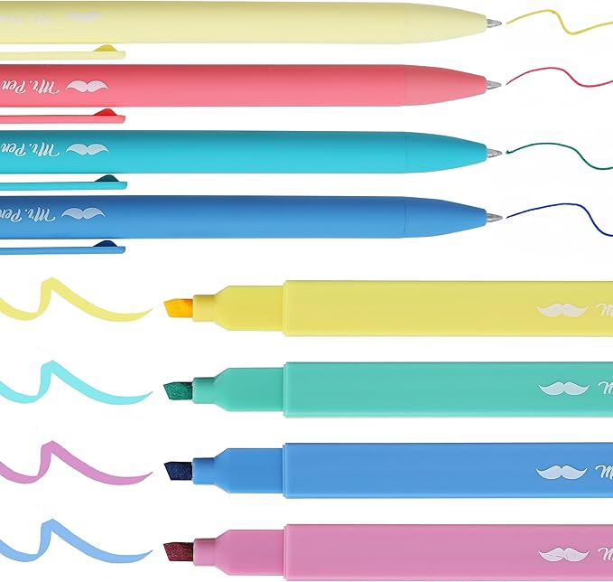 Mr. Pen- Bible Highlighters and Pens No Bleed, 8 Pack, Colorful Bible Pens and Highlighters No Bleed