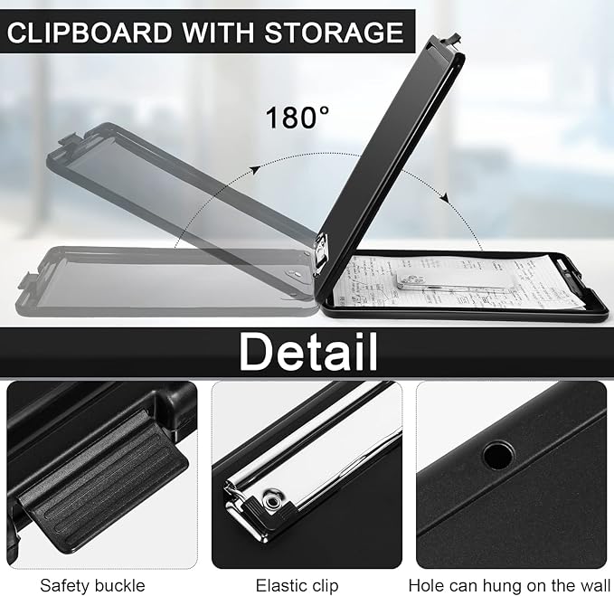 Epakh 18 Pcs Clipboard with Storage Bulks Plastic Storage Foldable Nursing Clipboard with Low Profile Clip for Student Teacher Nurse Employee, 9.5 x 13.5 Inch