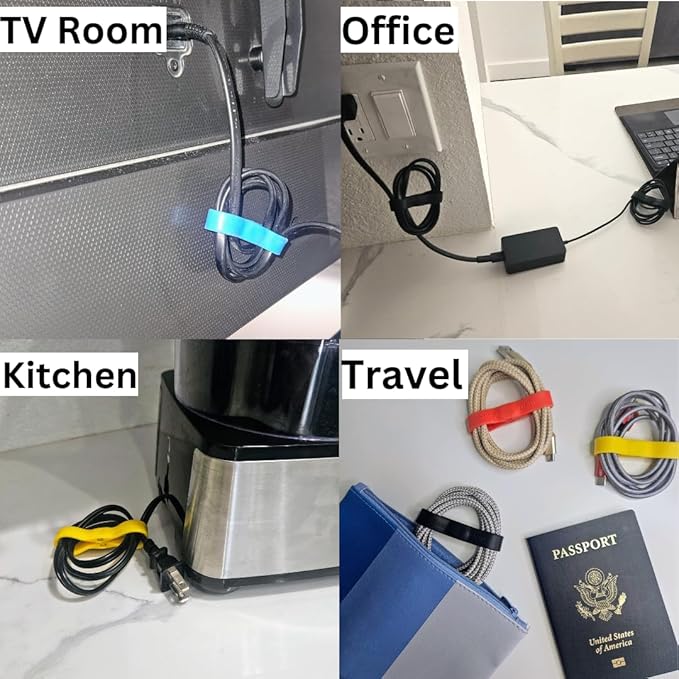 Snap Wrap | Pro Silicone Magnetic Cable Organizer 6-Pack | Easy One-Hand Operation Cable Management Bands for Home, Office, and Travel | Tidy Cable and Wire Storage