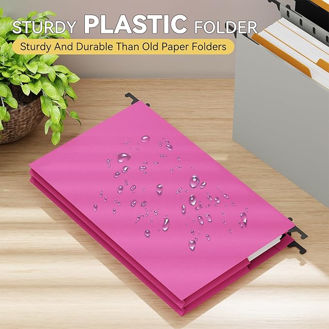 Plastic Hanging File Pockets Legal Size,Expandable Large Hang Folder with Tabs,Heavy Duty 3" Expansion Accordian Pocket File,6 Pack Reinforced Colored Filing Cabinet Folders for Medical Charts