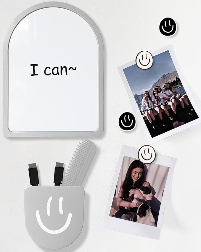 KEYDUACU 10 pcs - Locker Accessories, Locker Decorations Including Mirrors, whiteboards, Magnets and organizing Supplies. Ideal for Back-to-School Essentials and The Office (10 Pcs-Light Gray)