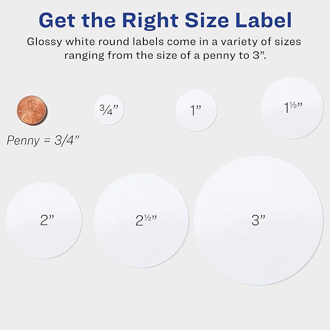 Avery Printable Round Labels with Sure Feed, 2" Diameter, Glossy White, 60 Customizable Labels (22817) (Pack of 2)