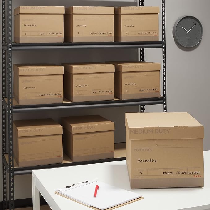 STAPLES Medium Duty 100% Recycled Storage Boxes Letter/Legal Size 12/Pack