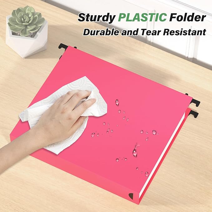 Ansook Extra Capacity Plastic Hanging File Folder Letter Size,Heavy Duty 2" Expansion Hanging Folder with Tabs,12 Pack Reinforced Hanging File Organizer,Filing Cabinet Folders for Office Bulk Files