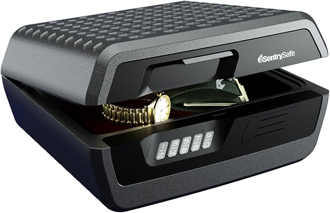 SentrySafe Fireproof and Waterproof Lock Box with Digital Keypad Lock, Shelf Safe for Documents, Jewelry, 0.36 Cubic Feet, 7.6 x 16.5 x 14.8 Inches, CHW30300