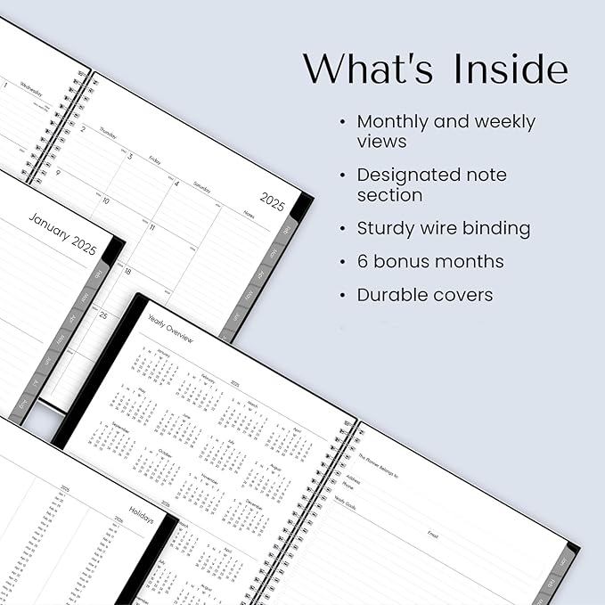 Blue Sky 2025 Weekly and Monthly Planner Calendar, January - December, 8.5" x 11", Flexible Cover, Laminated Tabs, Wirebound, Storage Pocket, Enterprise