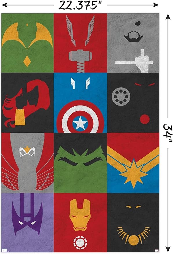 Trends International Marvel Comics - Avengers - Minimalist Grid Wall Poster, 22.375" x 34", Unframed Version