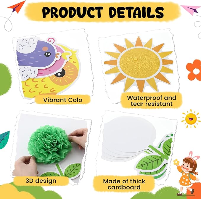 Spring Bulletin Board Decorations Set March Flowers Bulletin Board with 3D Paper Floral Cutouts Classroom Decorations Back to School Wall Decor Party Favor(Never Stop Growing)