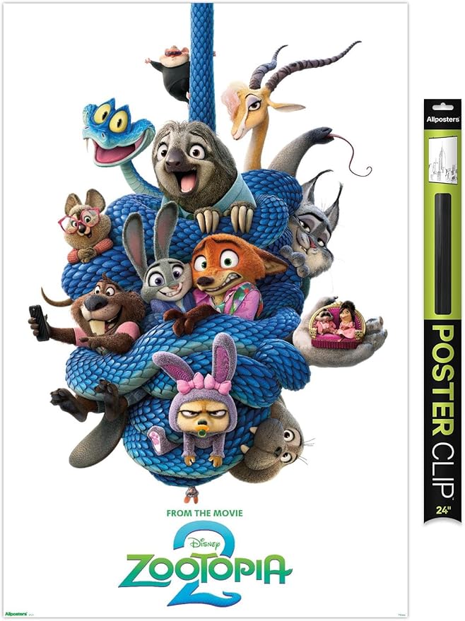 Disney Zootopia 2 (2025) - Group One Sheet Wall Poster, 34L" x 22.4W", Poster & Clip Bundle