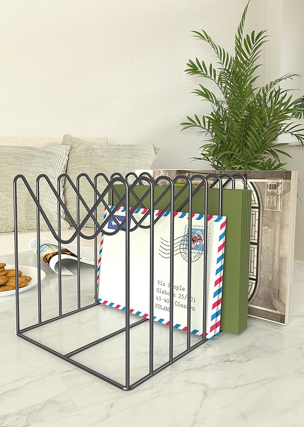 2 Sets File Organizer for Desk,File Sorter Organizer,File Folder Holder/Rack/Stand,Desktop Record/Clipboard Holder,8 Sections Storage,Anti-Scratch/Rusty,Metal Stable Holder,Black